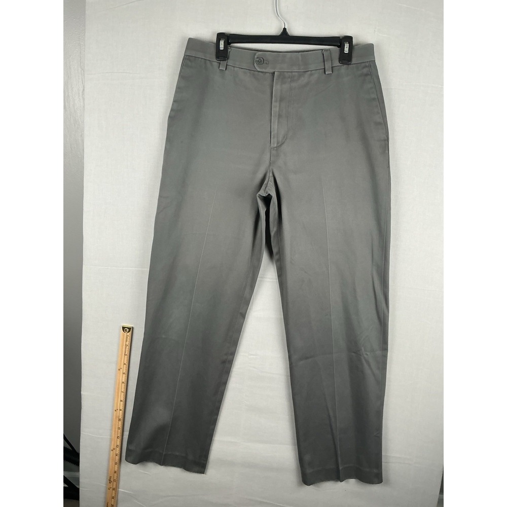 Kirkland Signature‎ Mens Dress Pants Gray Flat Front Non Iron Cotton 32x32